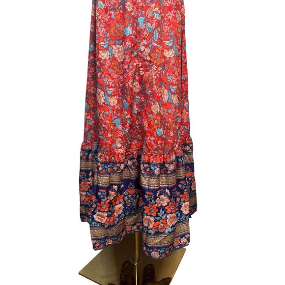 NEW Bohemian Large Floral Boho Maxi Dress Smocked Bodice & Puff Sleeves - Picture 11 of 12